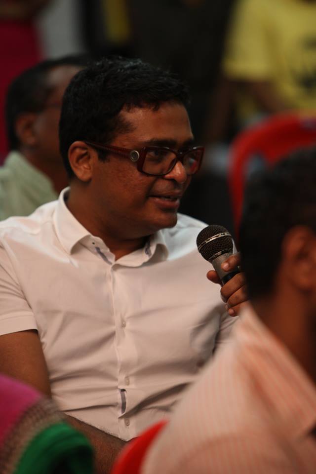 Jitish Kallat, curator of 2014/15 Kochi Muziris Biennale, in attendence at the artists talk KochiAIR 2014 http://www.art-agenda.com/reviews/%E2%80%9Cwhorled-explorations%E2%80%9D/