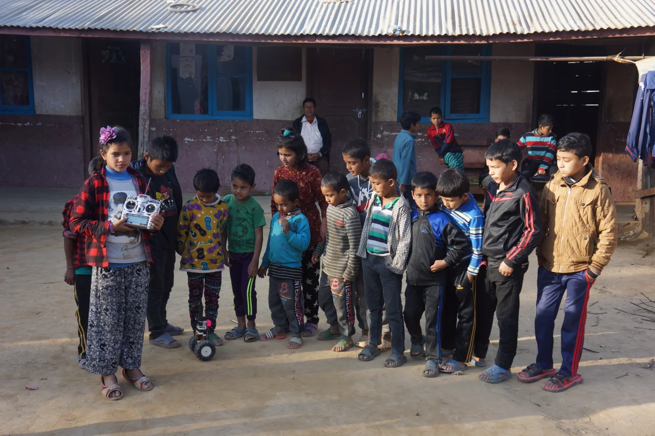 Remote control robot demonstration, Michael Candy, Asialink residency Nepal, 2016