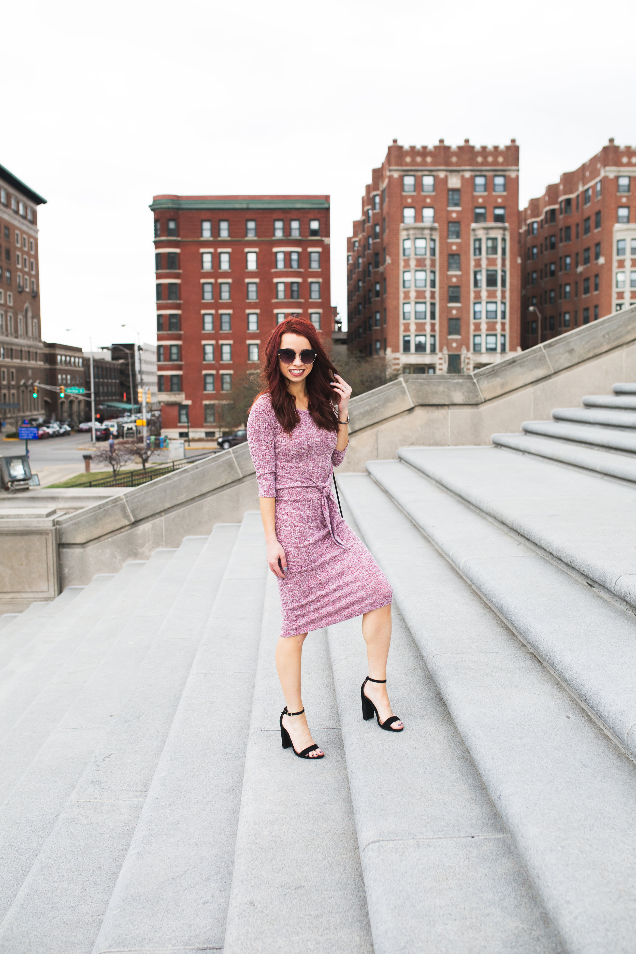 Knit Dress, Boutique Elise (use the code 'TrendyInIndy' for 15% off) || Black Heels , Steve Madden || Black Crossbody , Express || Fossil Watch || Sunglasses , Express || Photography, Casey Ardizzone 