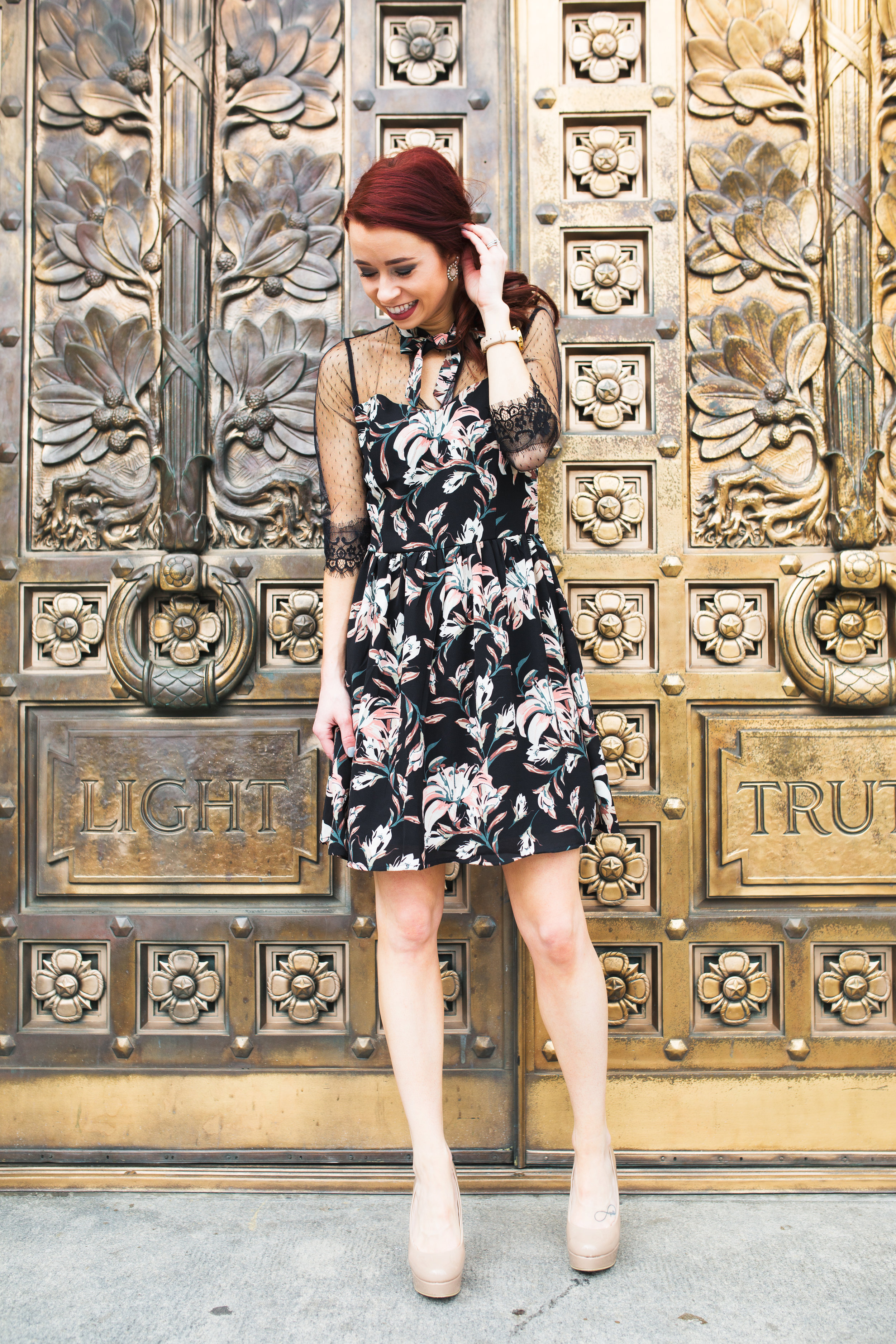 Floral Dress, RaeLynn's Boutique (TRENDY15 for 15% off) || Nude Pumps, Chinese Laundry || Photography, Casey Ardizzone 