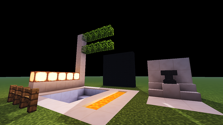 The output of BSL shaders after the first composite shader is rendered. Note that shadows and directional lighting have been applied to the image