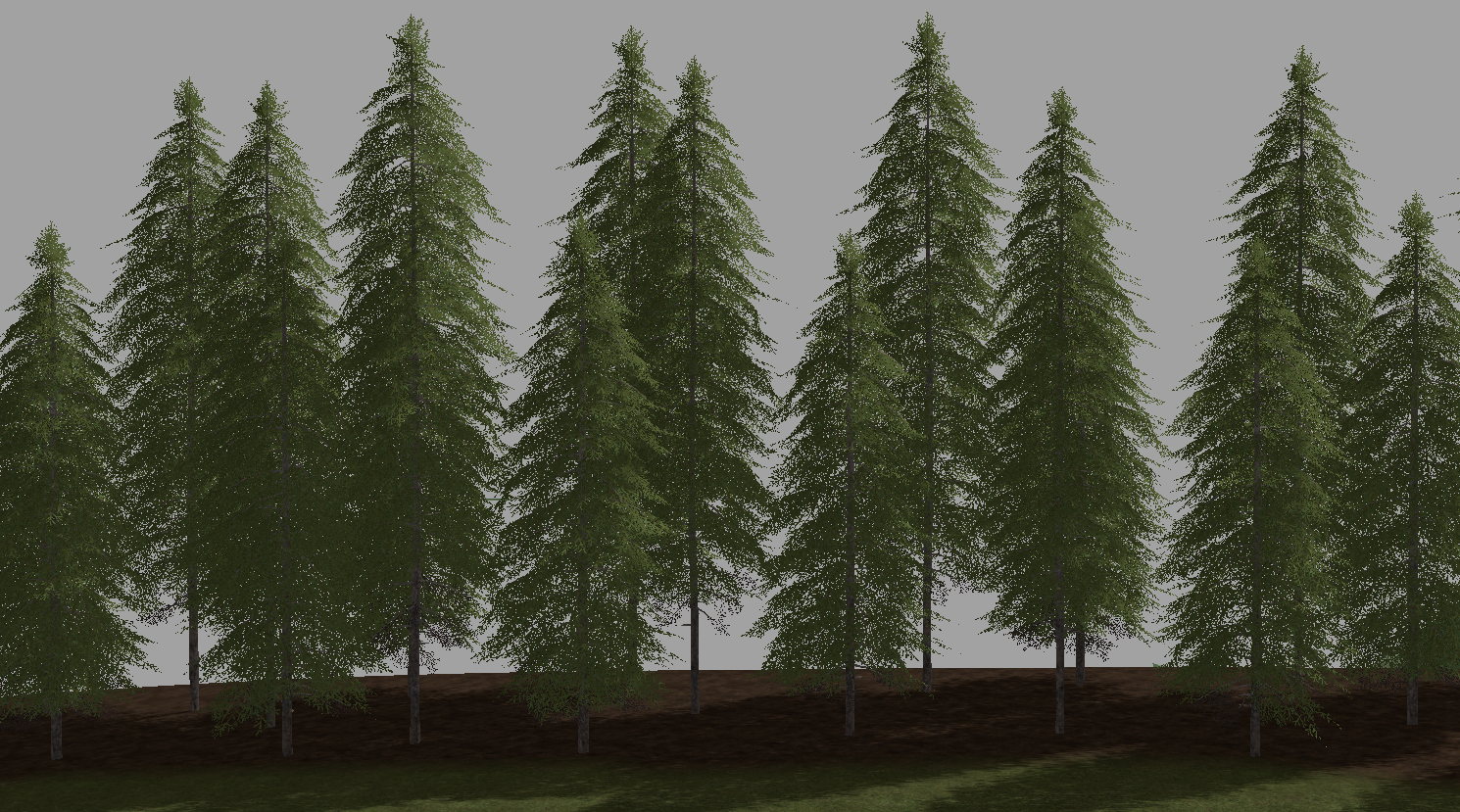 A mixture of stage 4 and 5 spruce using the above technique makes for a more realistic tree line.