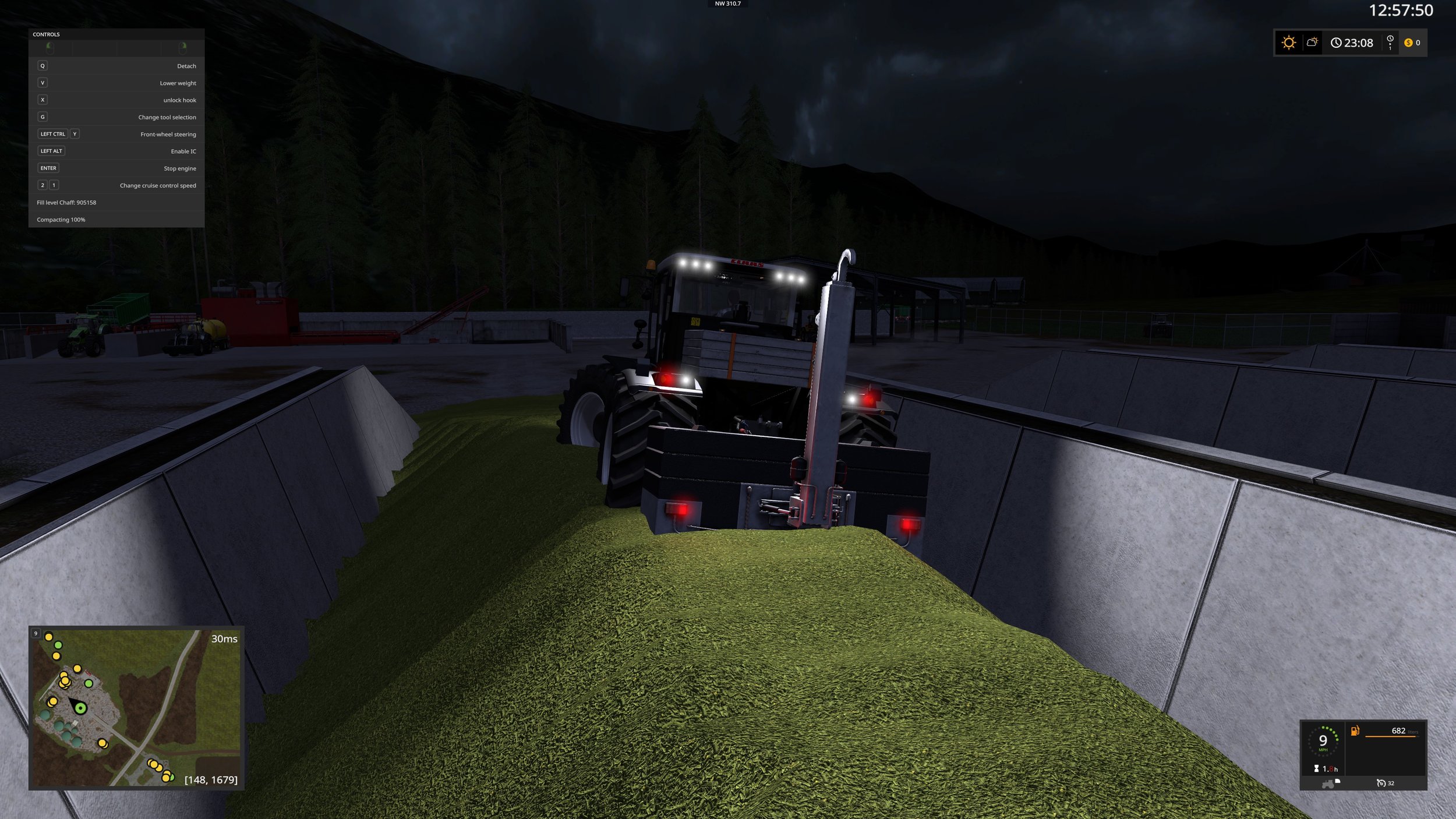 Chaff could not be pushed down to meet the bunker walls