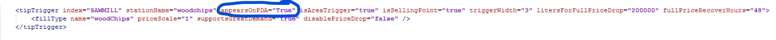 map01.xml telling the PDA to display the wood chip sellpoint