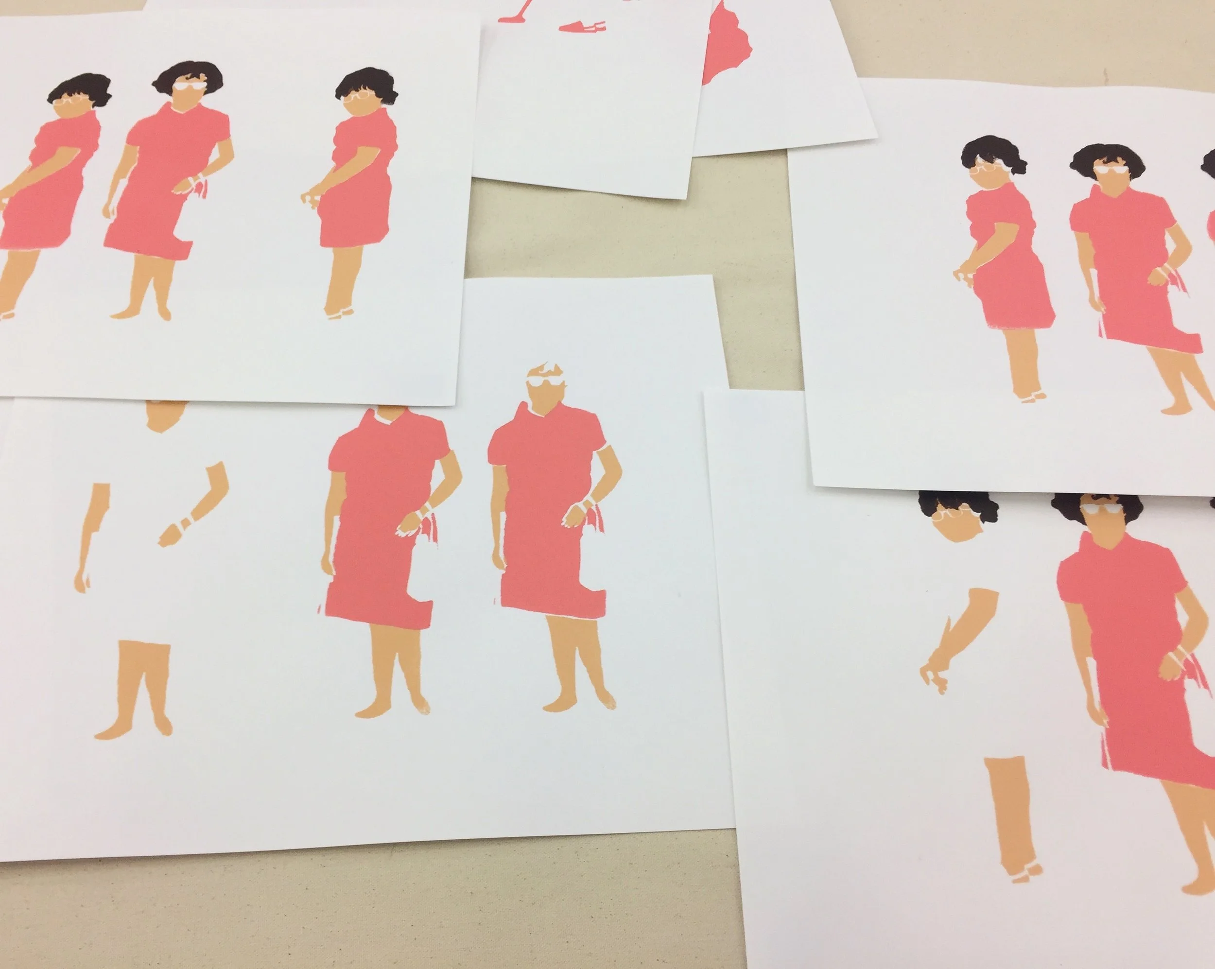 Screenprint tests on paper.