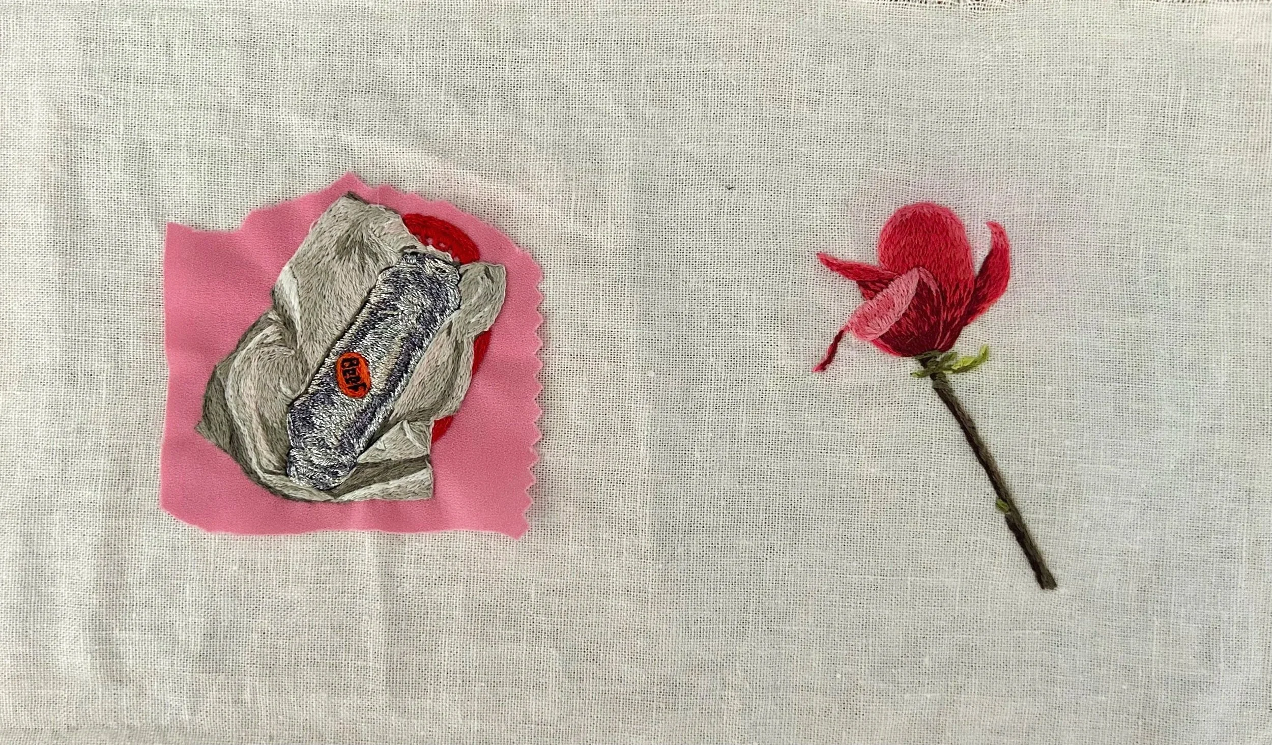 Hand embroidery on linen.