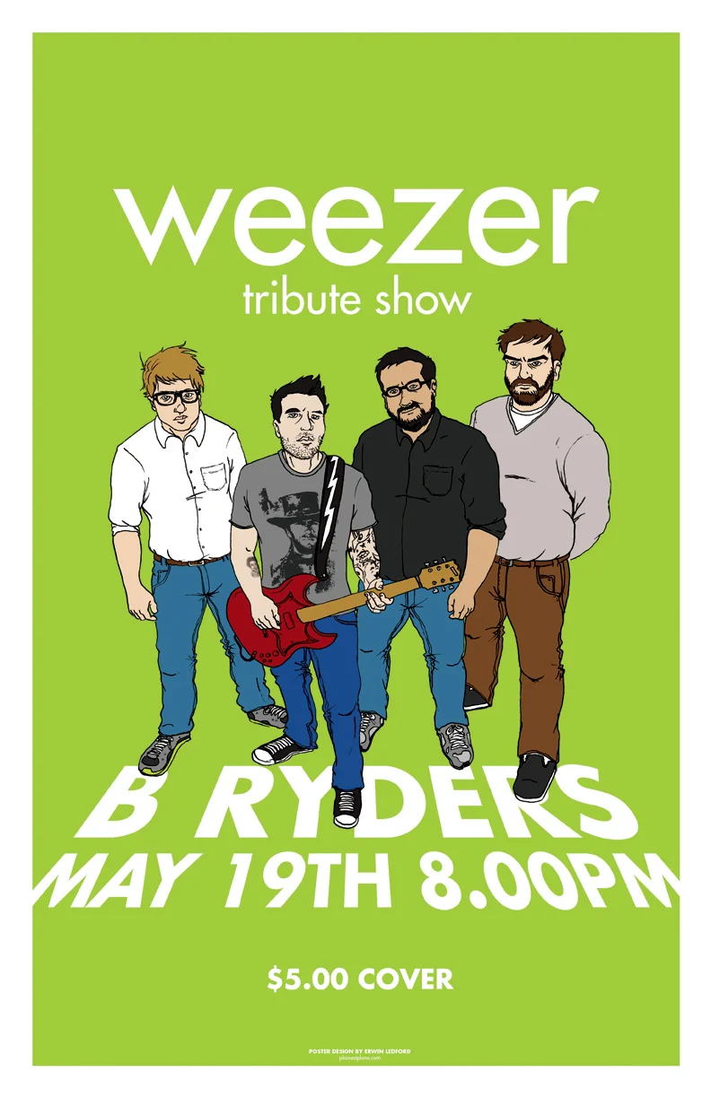 Promotional art for Weezer tribute show in Bakersfield, CA.