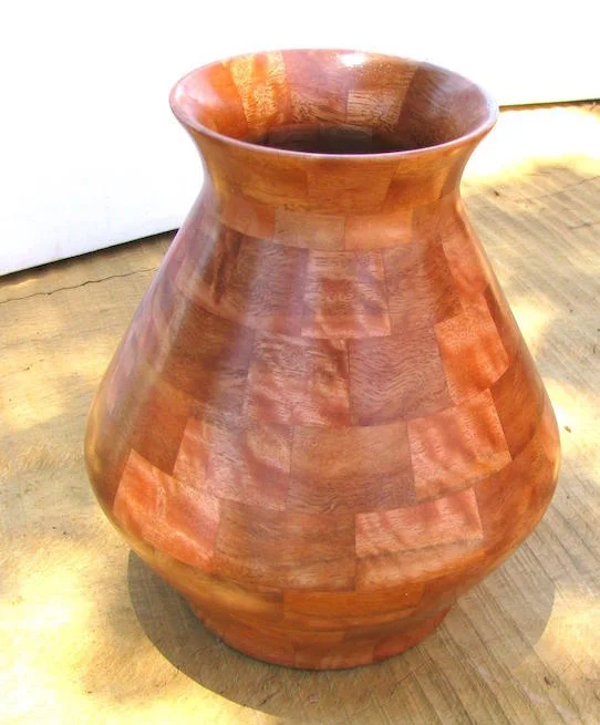 Segmented red eucalyptus, turned by Jim Zo