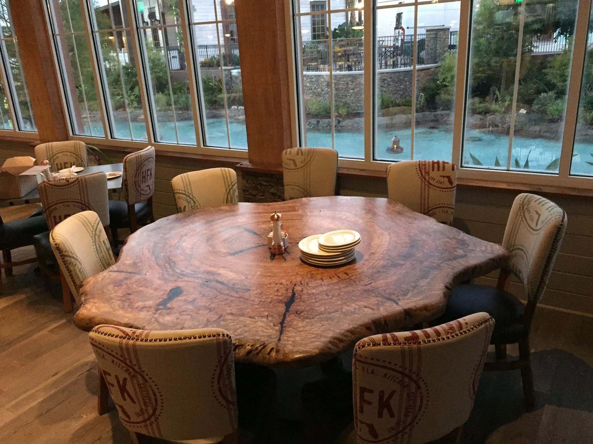 Cross-cut camphor table by Viable Lumber