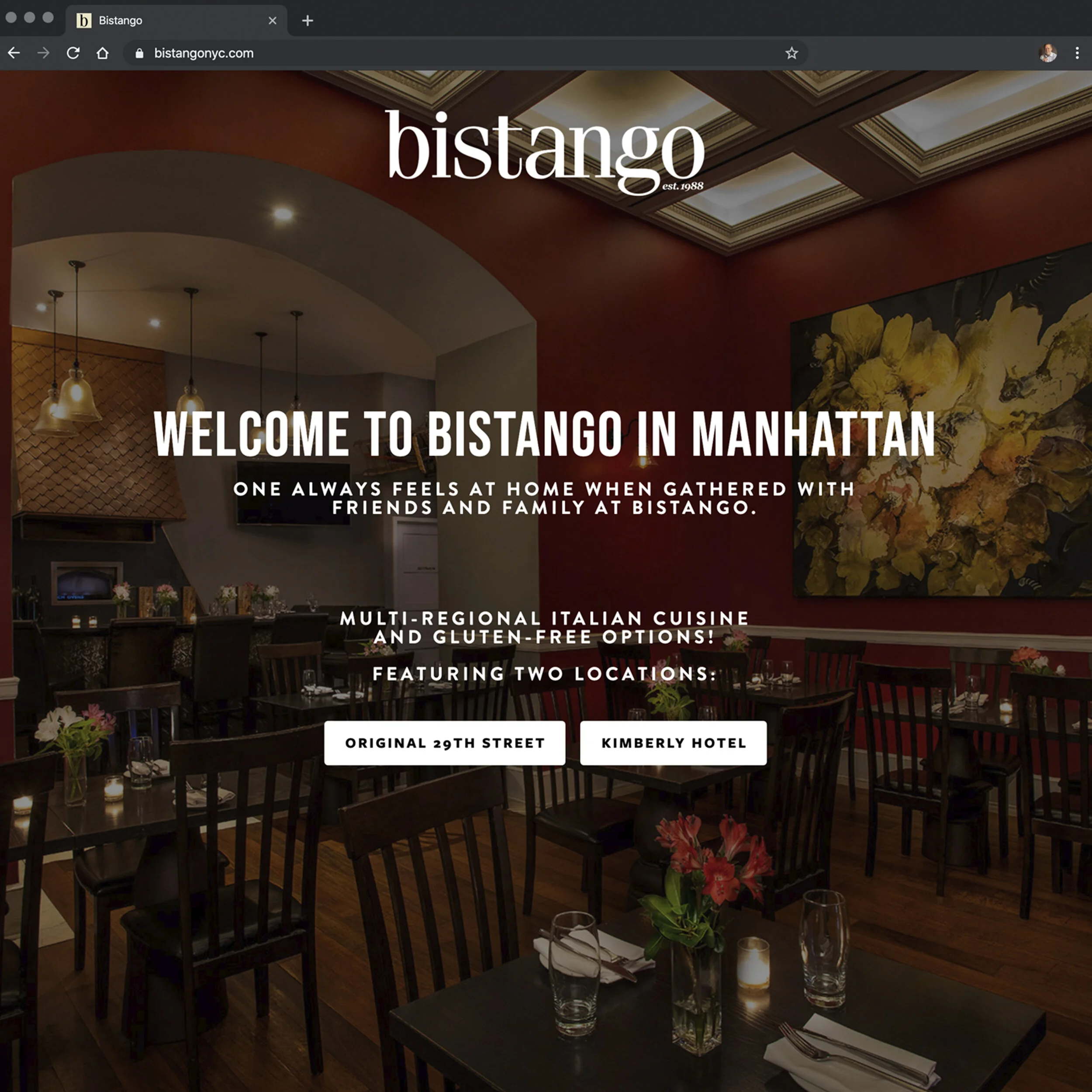 Bistango – website landing page