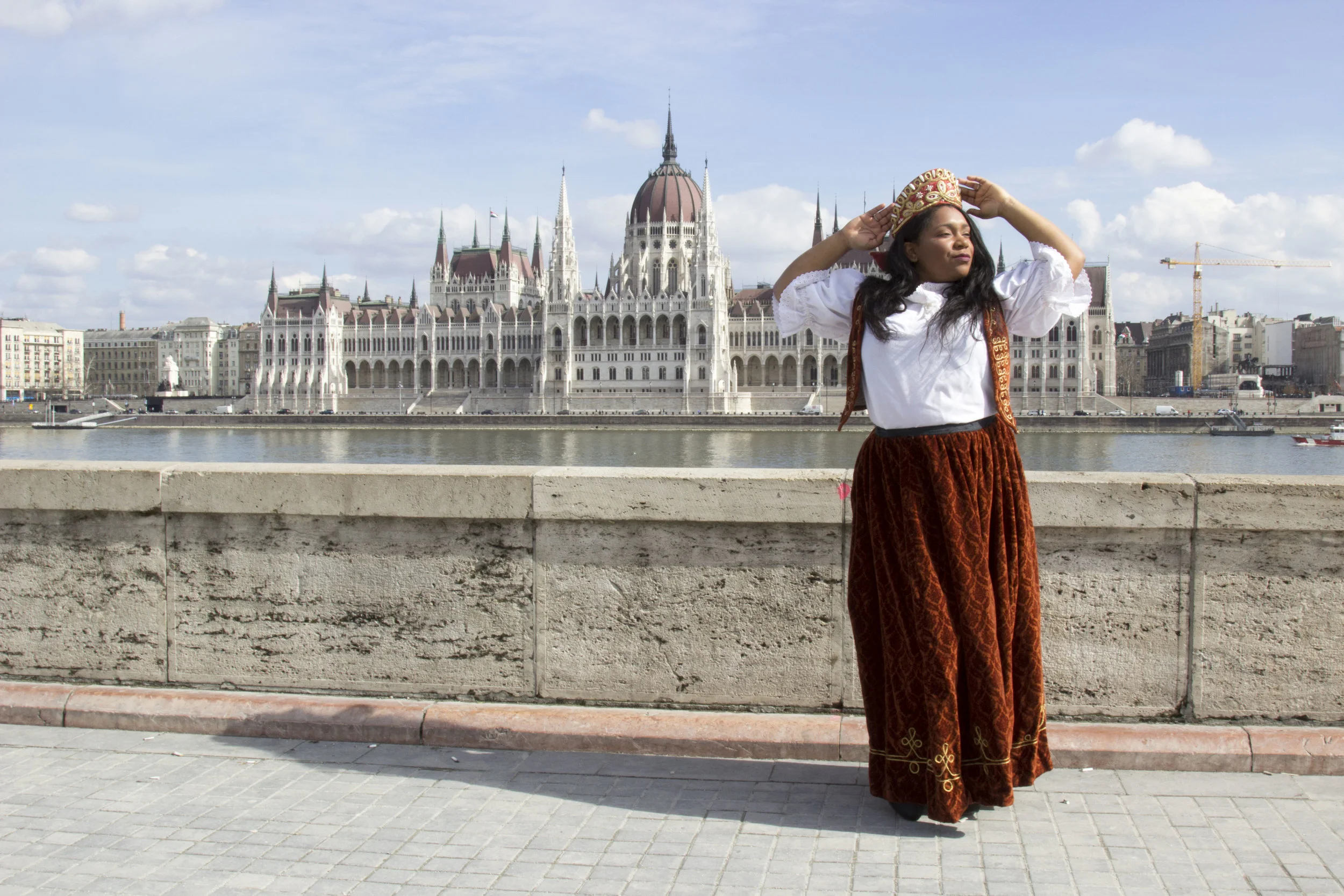 Wearing A Traditional Hungarian Folklore Costume