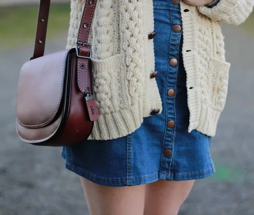 Oversized Sweaters and Denim Skirts