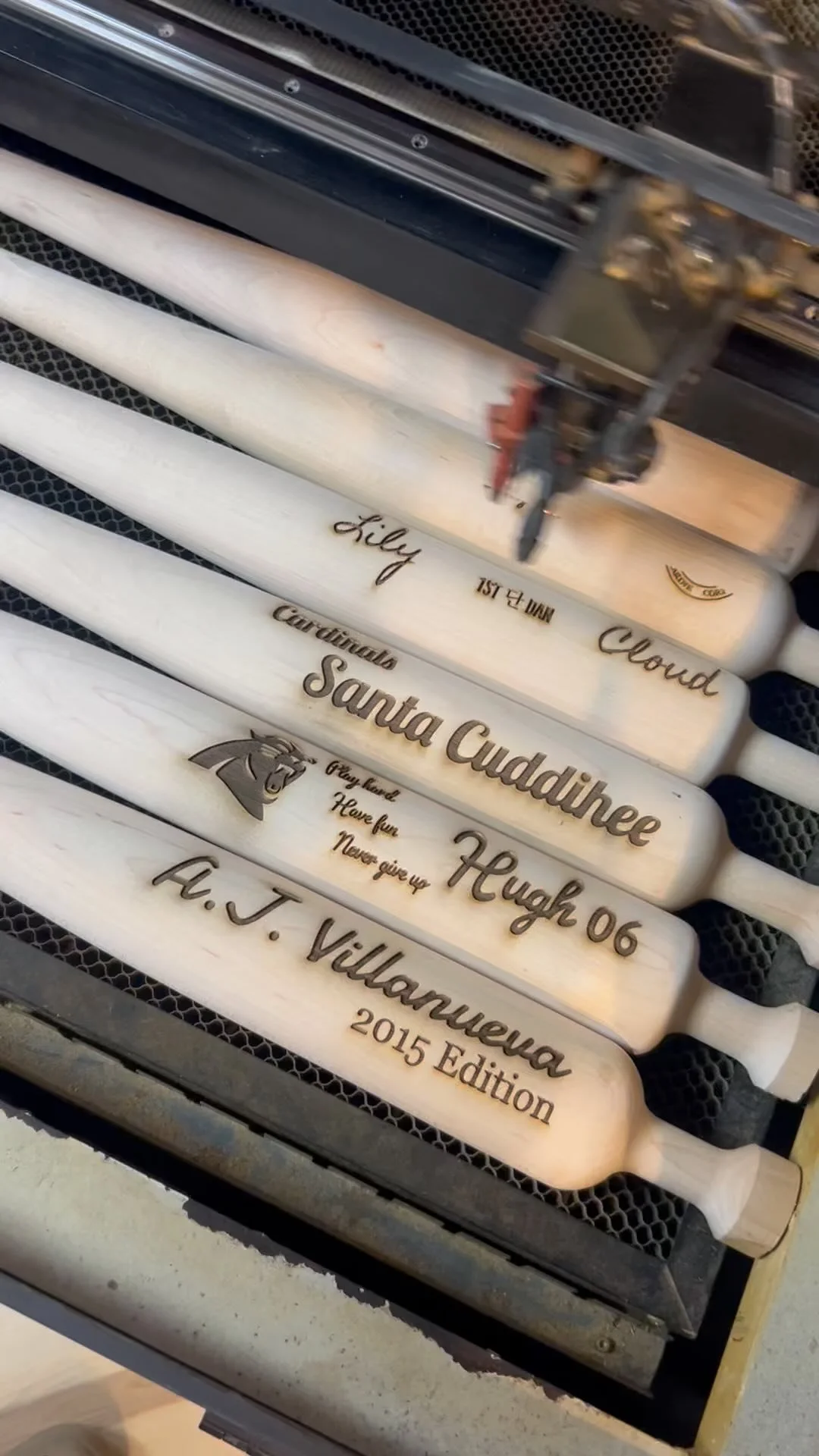 Work Never Slows At The bat HQ! #reels #reelsviral #viral #engraving #baseball #custom #woodbaseballbats #wood #trending #work #gifts