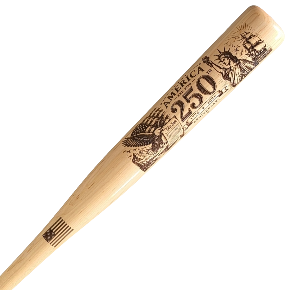 America 250 Laser Engraved Baseball Bat – 250th Anniversary Wooden Bat – Made in USA