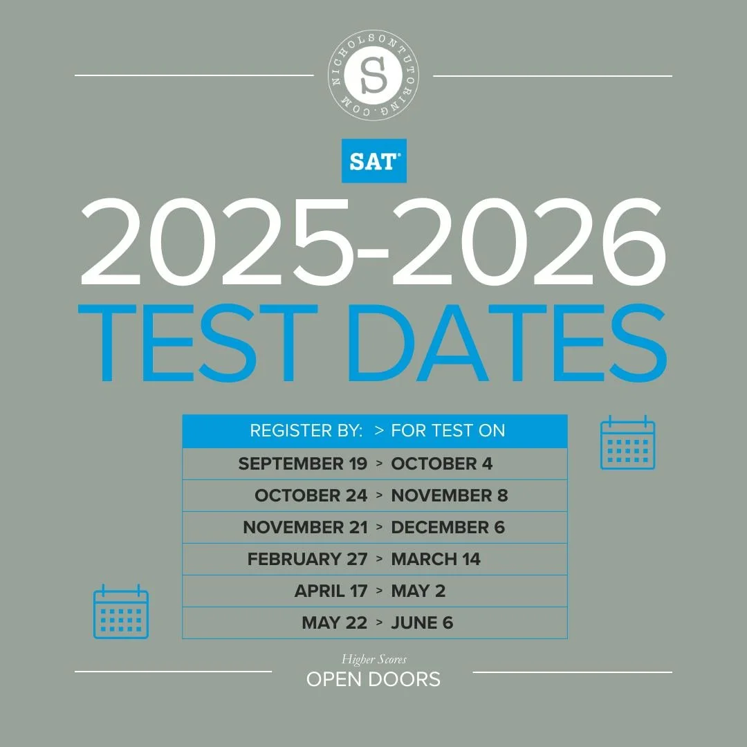 Gearing up to take the SAT this school year? Here are the test dates and their registration deadlines: 

October 4 test; register by Sept. 19
Nov. 8 test: register by Oct. 24
Dec. 6 test; register by Nov. 21
March 14, 2026; register by Feb. 27
May 2,