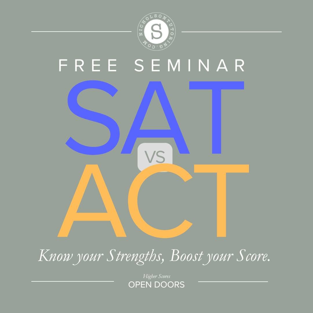 New to standardized tests? Join Sara for a Free Webinar: ACT vs. SAT: Know your Strengths, Boost your Score. You&rsquo;ll learn the differences between the SAT and the ACT and how to decide which test you should take. This webinar is free, but you mu