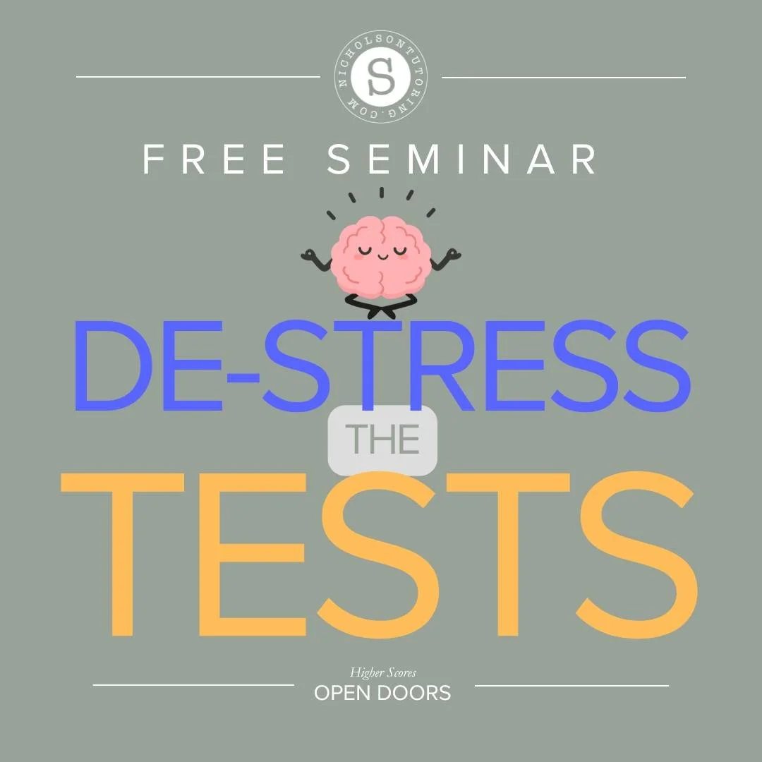 TOMORROW: Last chance to register! Get the most out of your standardized test prep by joining Sara for this in-depth seminar. Preparing for and taking the ACT or SAT can cause anxiety for students and parents alike. You'll learn how to set your stude