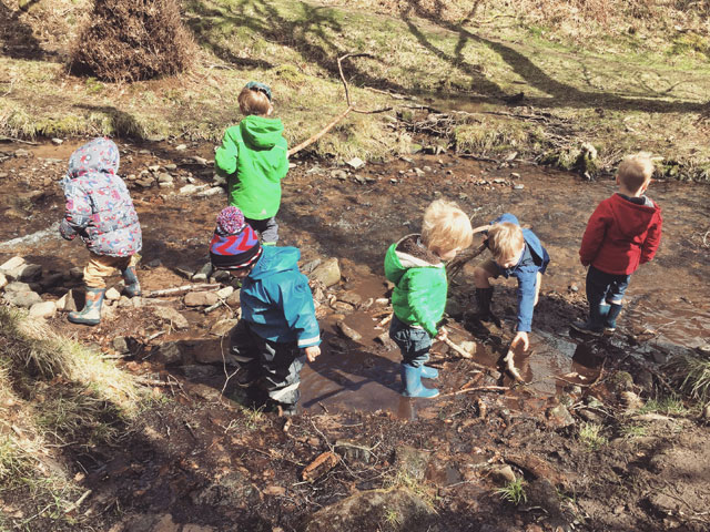 Abergavenny Kids playing in a stream
