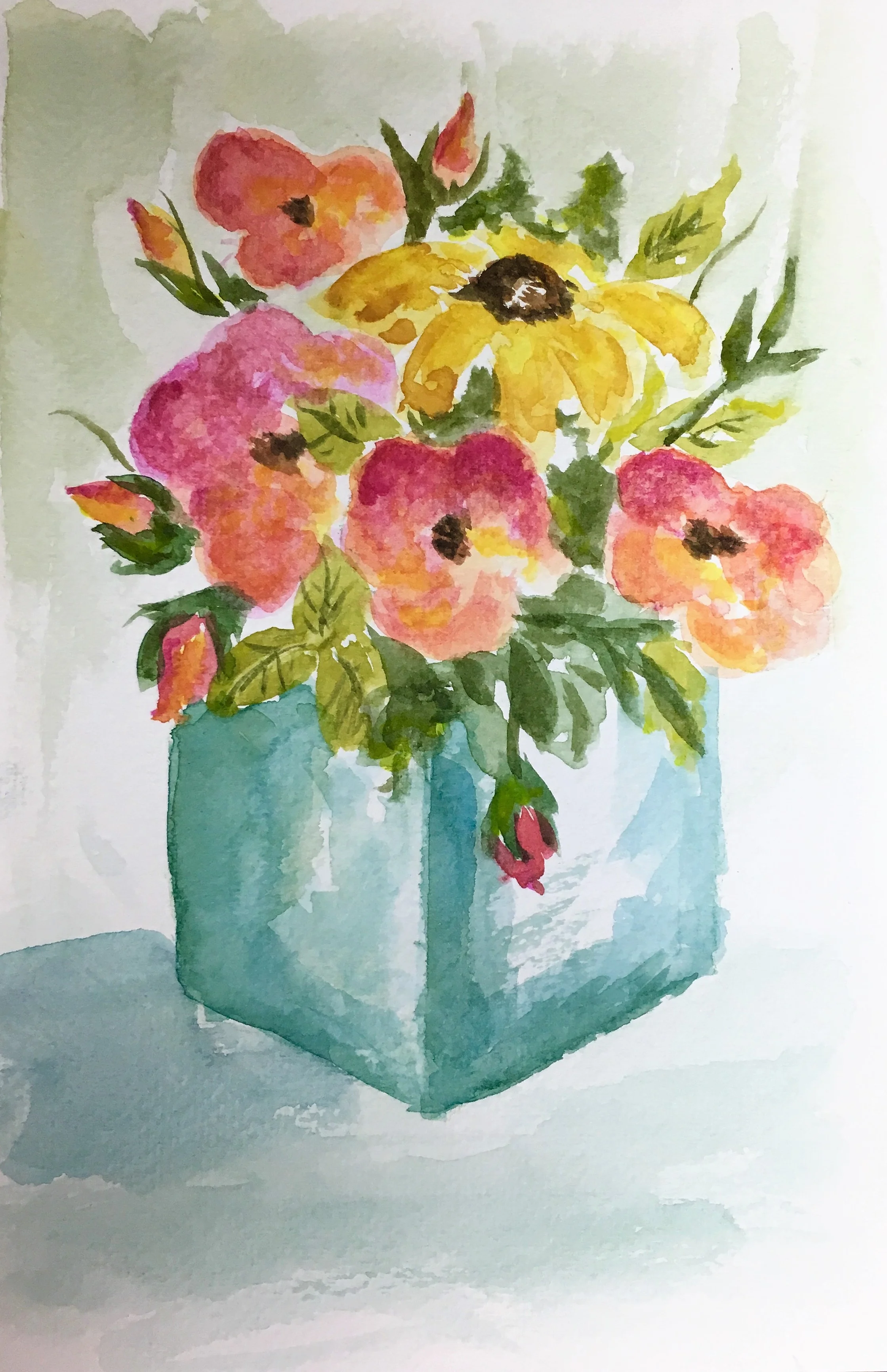 Bouquet Blossoms Watercolor Class $22