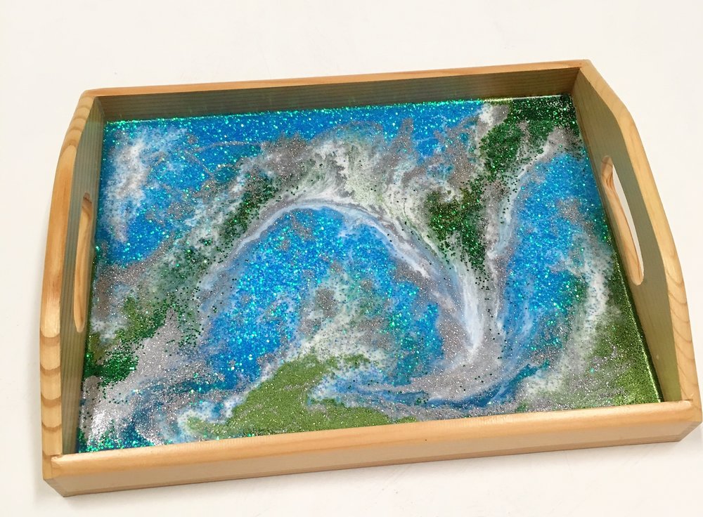 Resin Art Wooden Tray — Trish Henkel Art