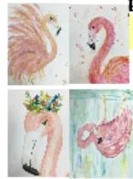 Flamingo watercolor note card set  $22