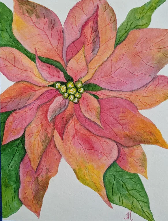 Poinsettia Watercolor class  $22