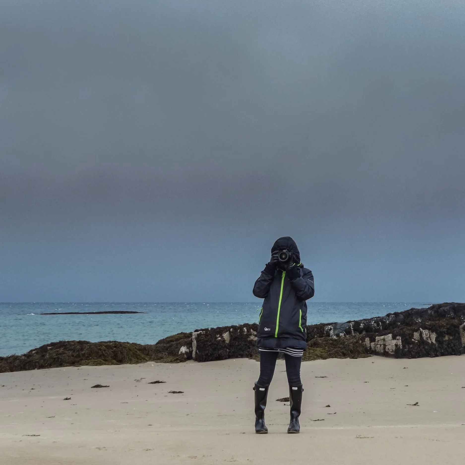 Five layers of clothing, wellies, gloves, bandy legs and an approaching storm that whipped sand in our faces as we tried to run from it. But there’s always time for one more photo on Skye. Picture by Andrew Woodhouse. I particularly like the fact you can’t see my face in this one.