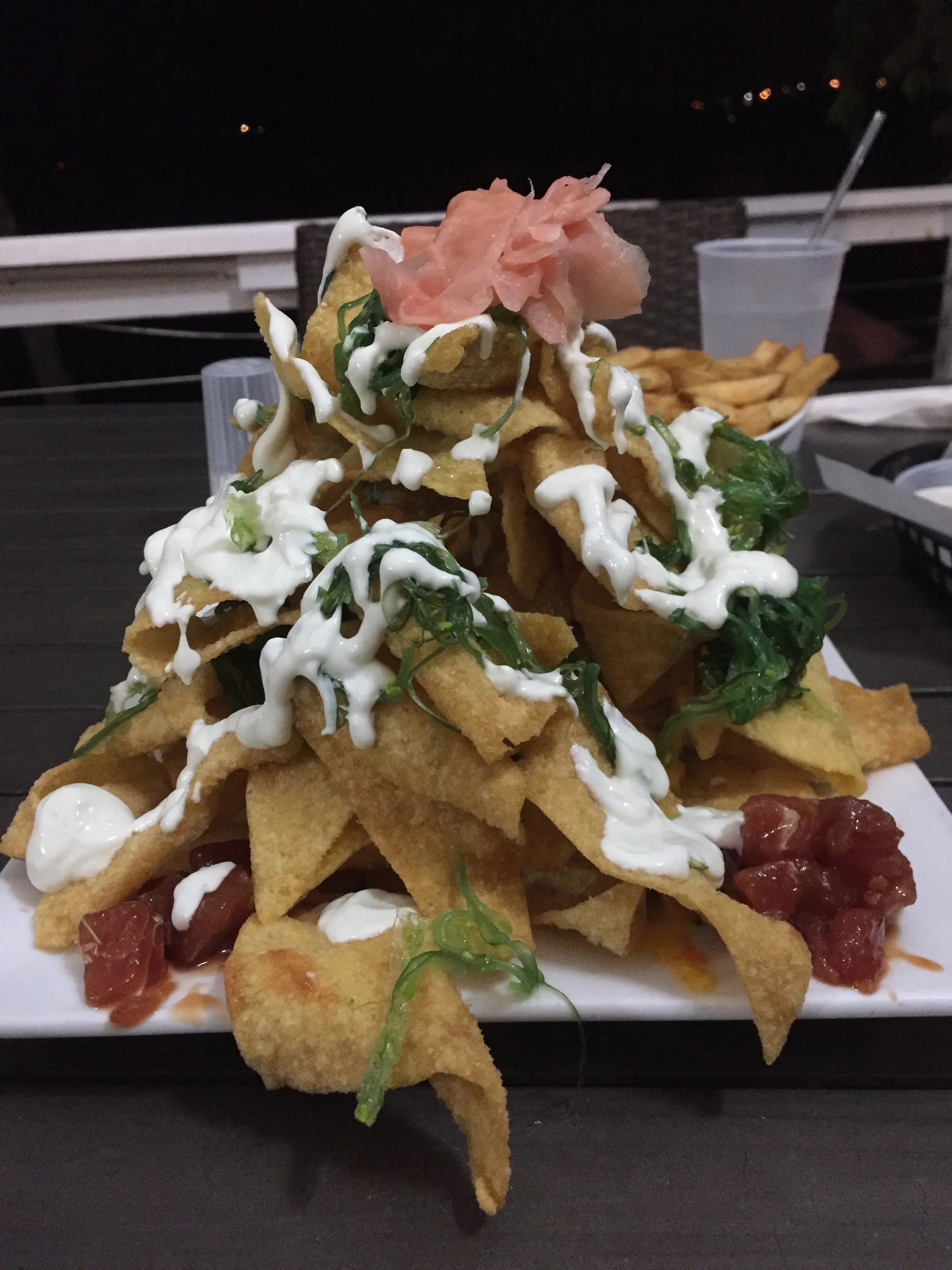 This is a half order of Ahi Nachos. It's as large as it looks.