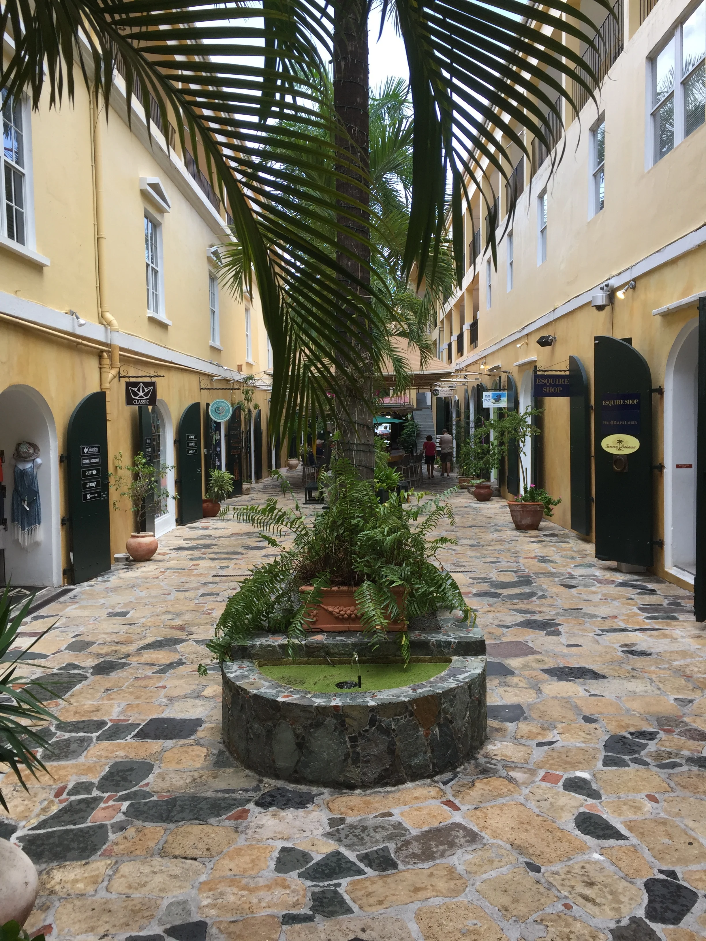Quaint little shopping areas like this one abound in Charlotte Amalie