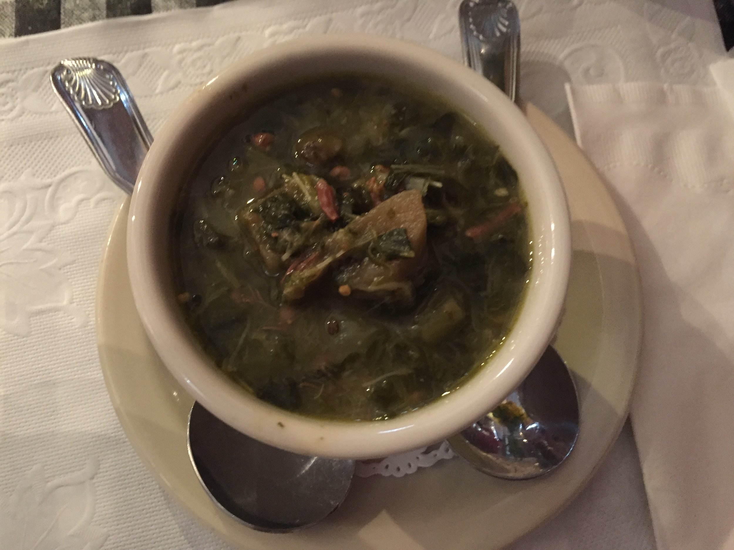 Traditional kalaloo soup (it tastes better than it looks)