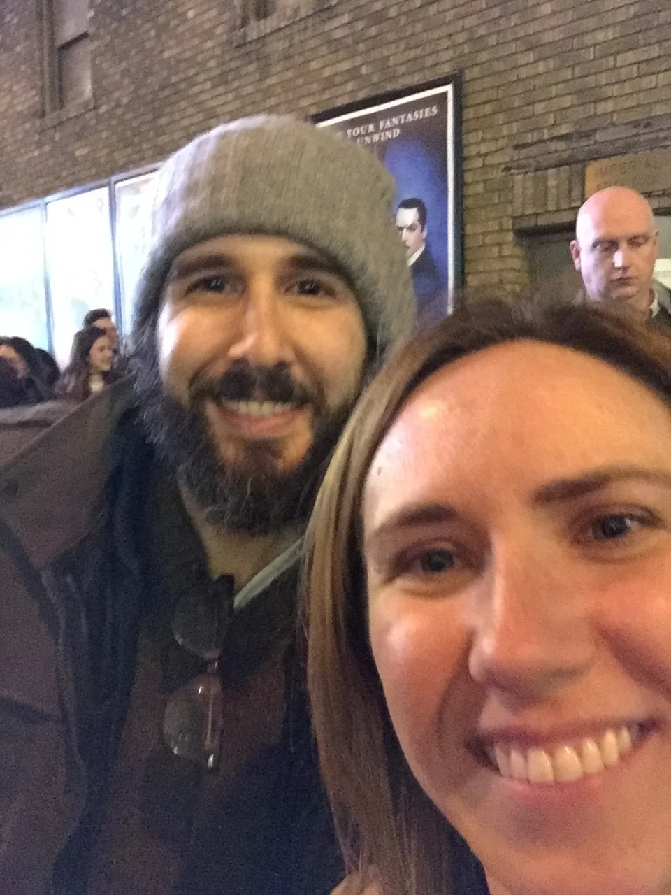 Never mind the poor quality (I'm a newbie at stage doors) - that's Josh Groban!!!