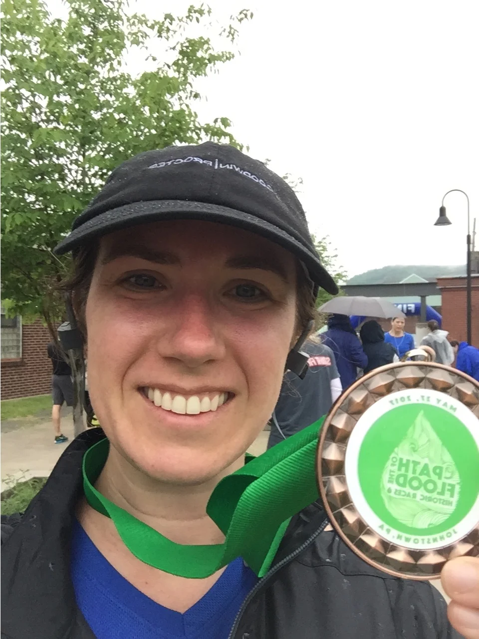 At the end of the race, looking satisfied but definitely tired.