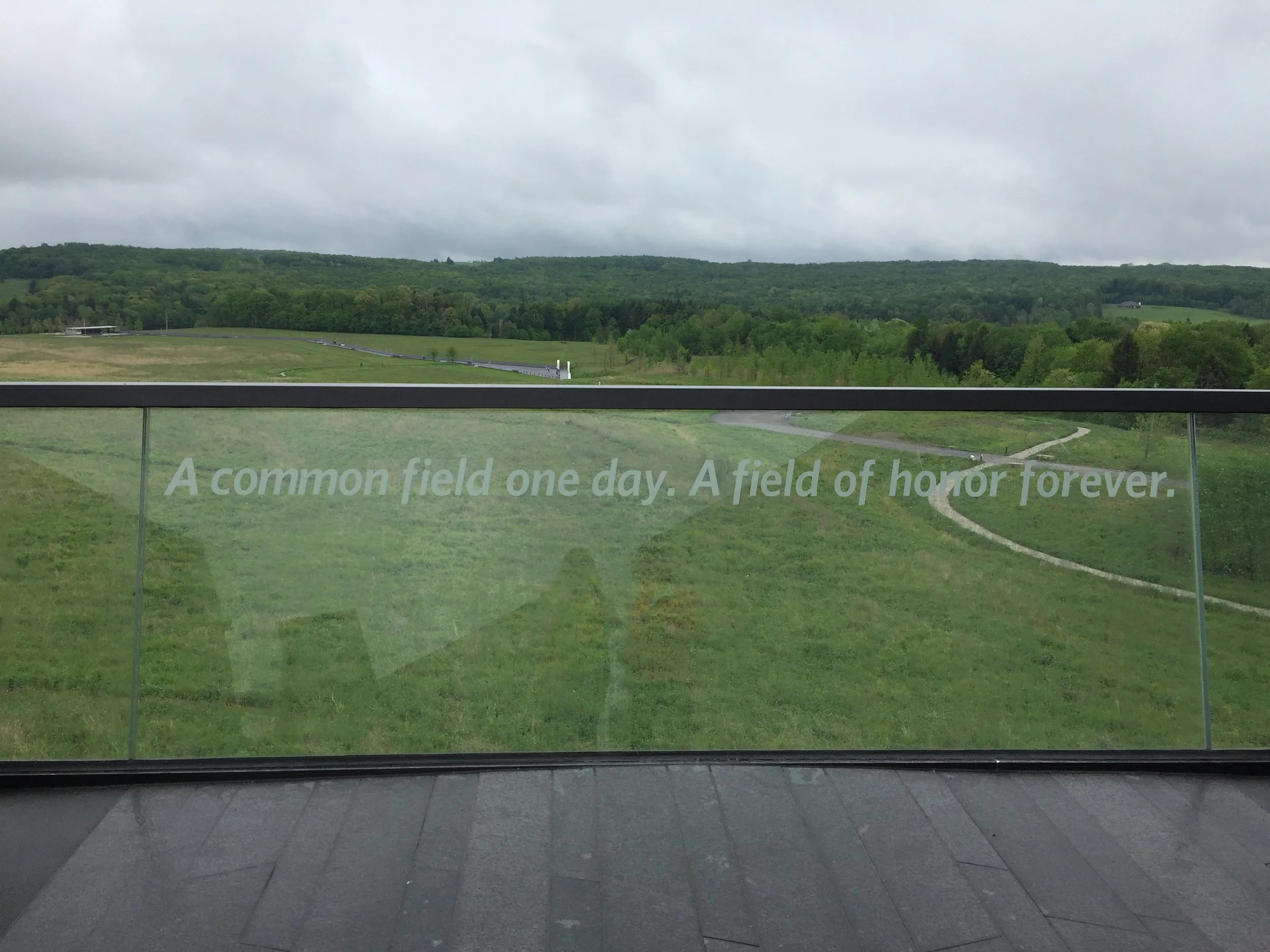 Looking out over the crash site of Flight 93 from the Visitor's Center