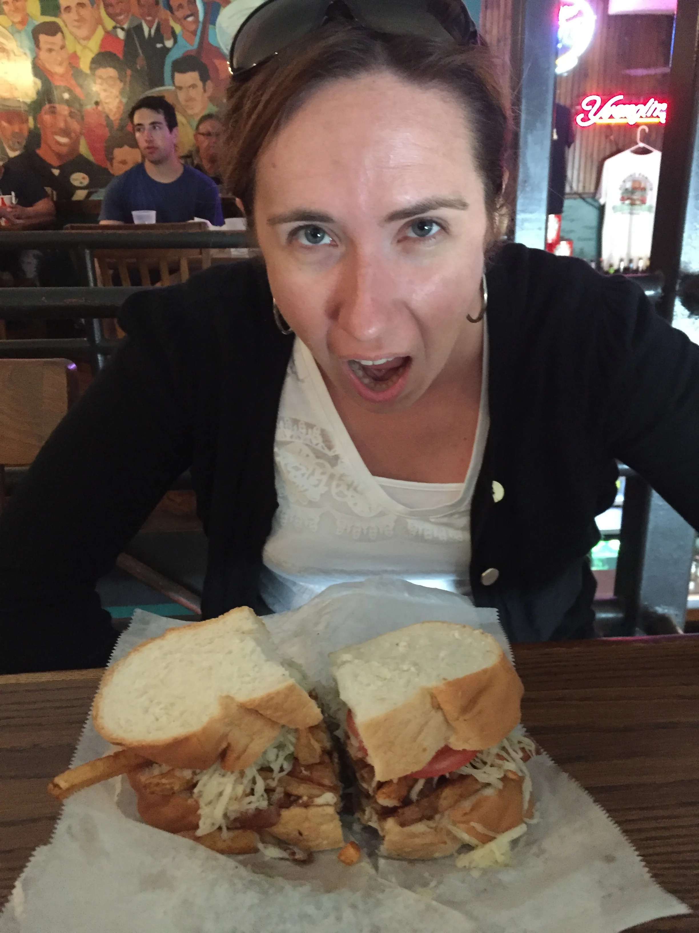 Me about to devour my enormous sandwich at Primanti Bros.