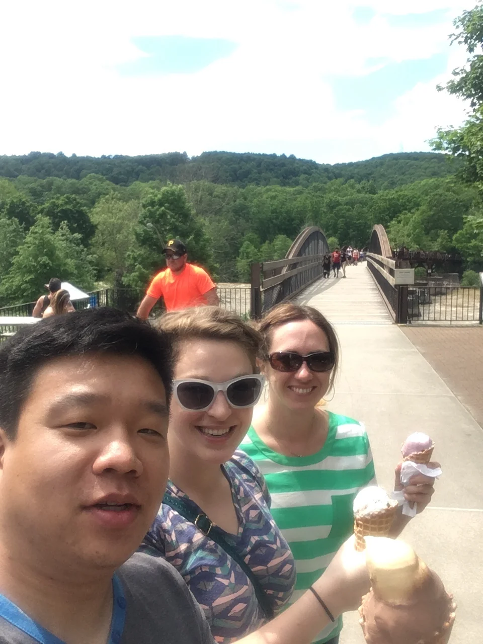 Ice cream and a bridge. What could be better?