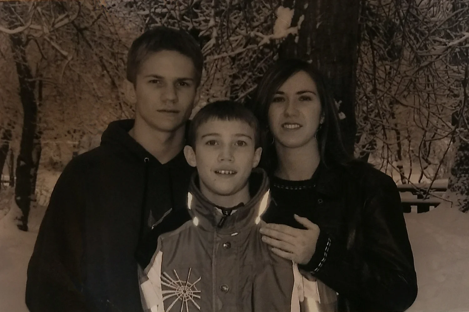 For this 2004-ish Christmas card, Rob was trying to nail that Team Edward look. Not sure what Tyson was trying to do.