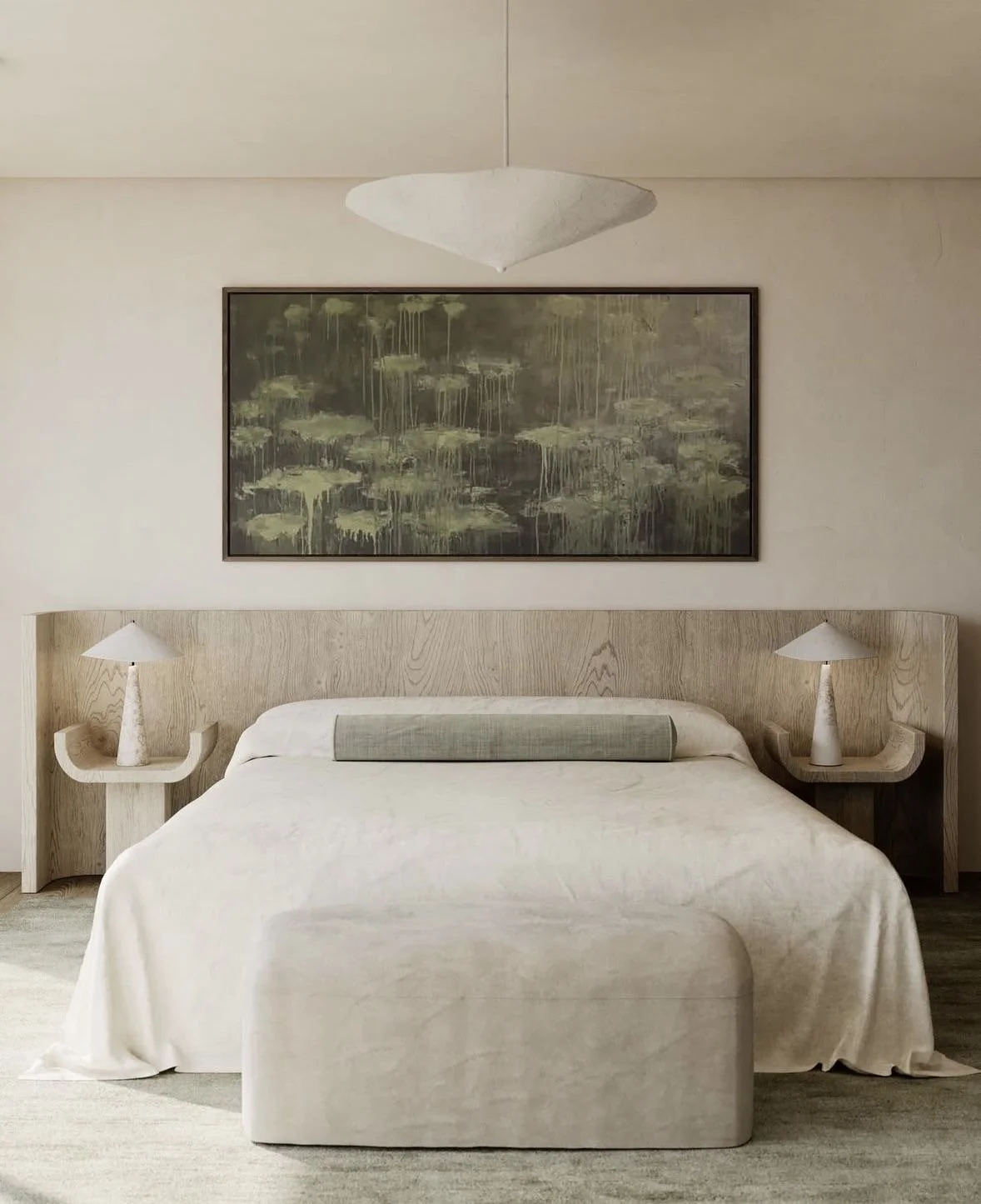 Elegant bedroom interior design with premium furniture and calming tonal palette.
