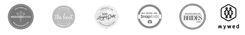 featured in weddingwire, the knot, snap knot, 100 layer cake, mywed