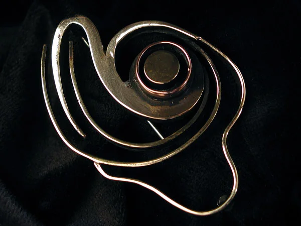 STERLING SILVER & COPPER BROOCH