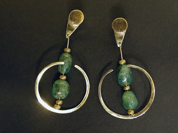 Emerald Bead & Gold Earrings
