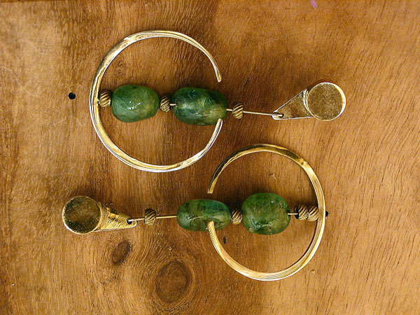 Emerald Bead & Gold Earrings