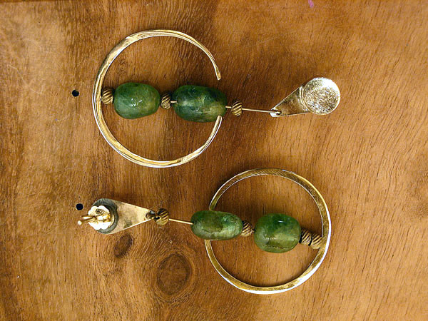 Emerald Bead & Gold Earrings