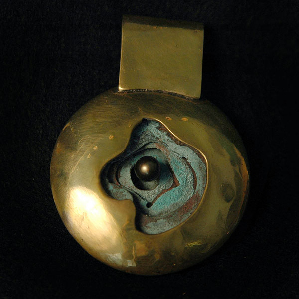 Brass Pod Pendant With Pearl