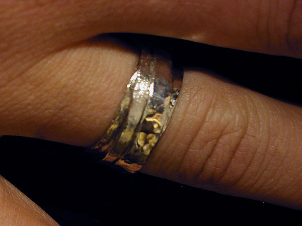 Melted Gold Over Sterling Silver Band