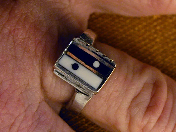 Square Ebony & Ivory Dot Rings