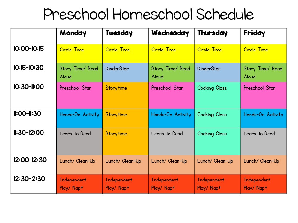 free printable homeschool daily schedule template