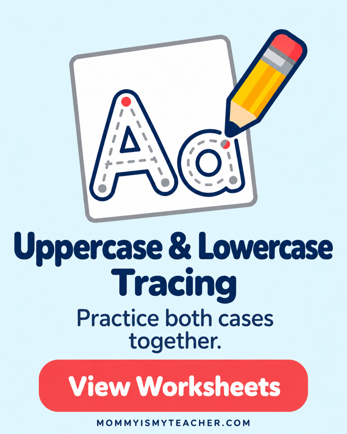 Uppercase and Lowercase Letter Tracing Worksheets – Free printable alphabet tracing worksheets for preschool and kindergarten to practice writing capital and lowercase letters, letter formation, and handwriting skills.