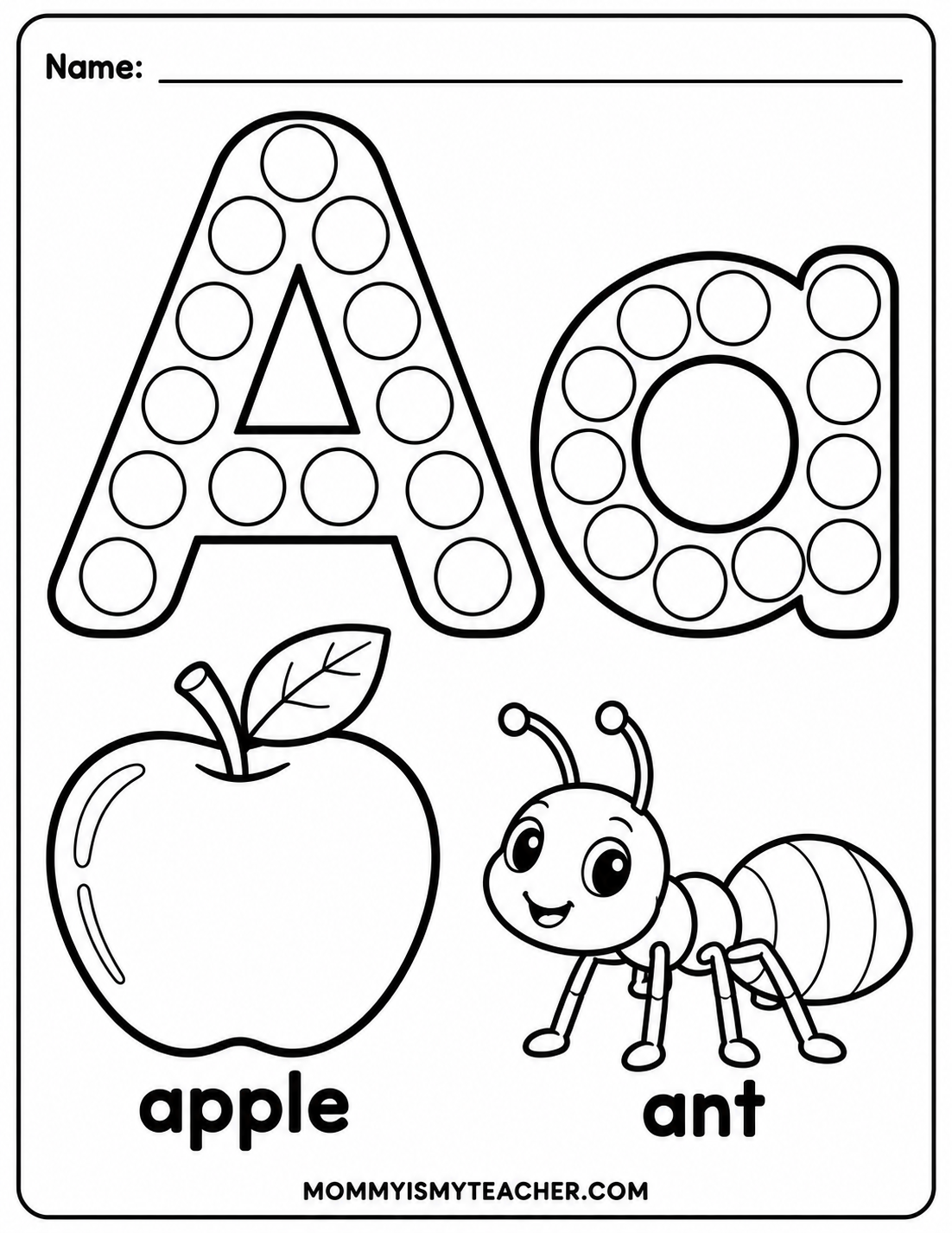 Letter A dot marker worksheet