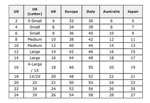 Fanatics Size Chart