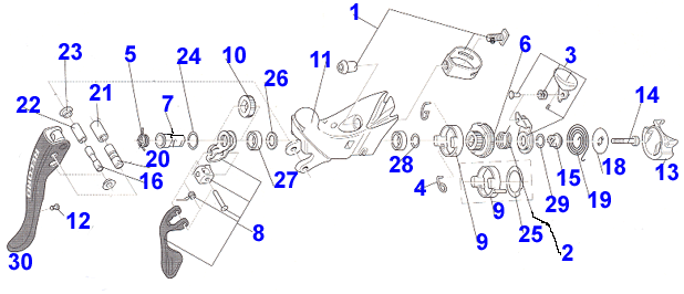 Vis De Fixation Centrale Campagnolo Centaur Ergopower 10 Vitesses - Aluminium